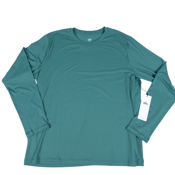 Alo Conquer Reform Crewneck Mens XL Clover Green Long Sleeve Yoga Gym M0125R NWT